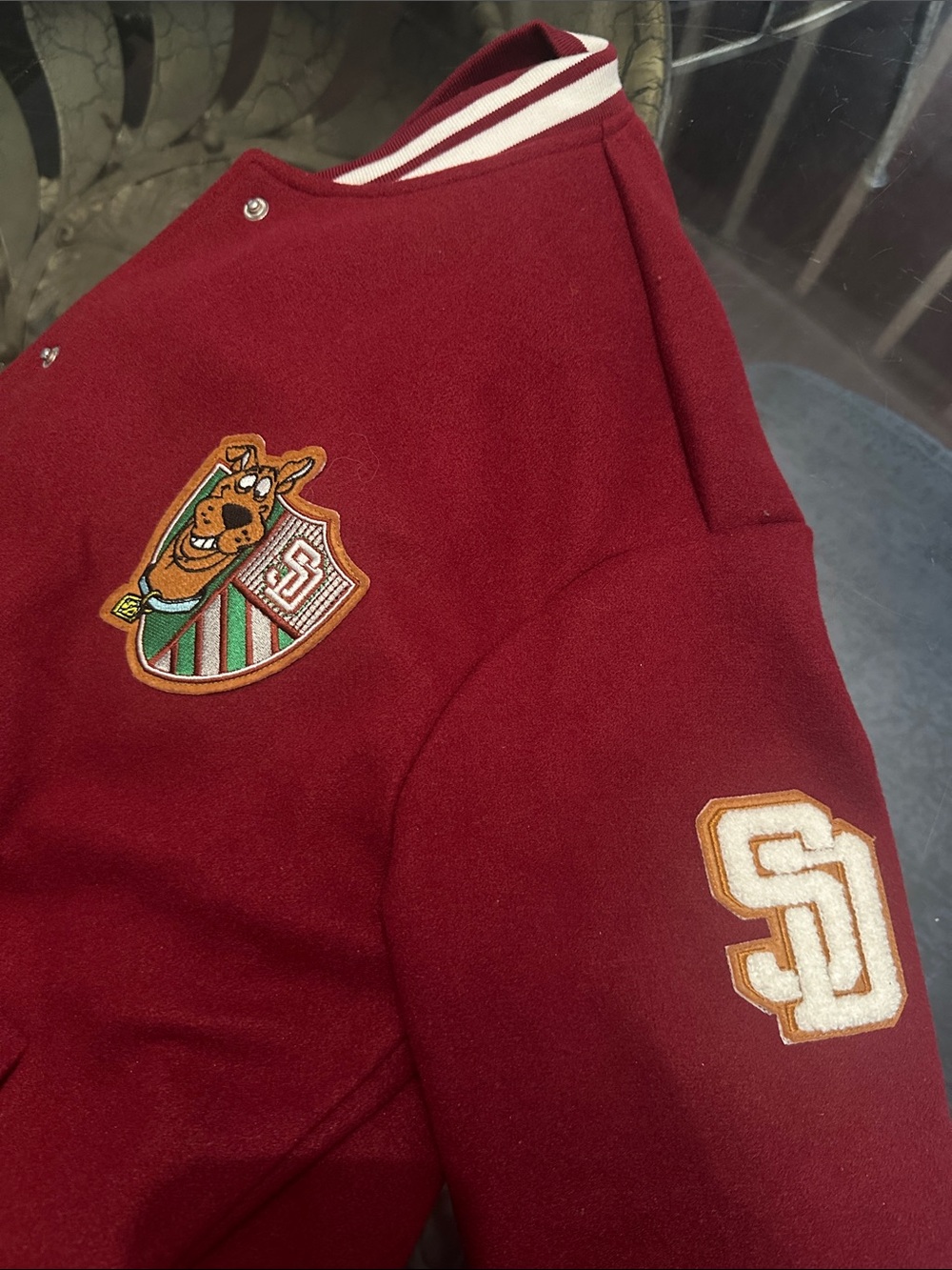 Red Varsity Jacket with scooby Patch - Picture 2 of 2